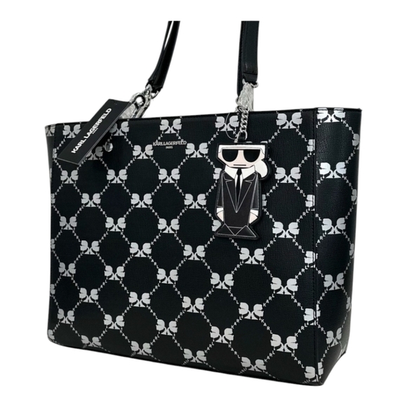 🖤🔹️ Karl Lagerfeld🔹️ Paris Adele Tote Carryall Bag Signature Print  Black